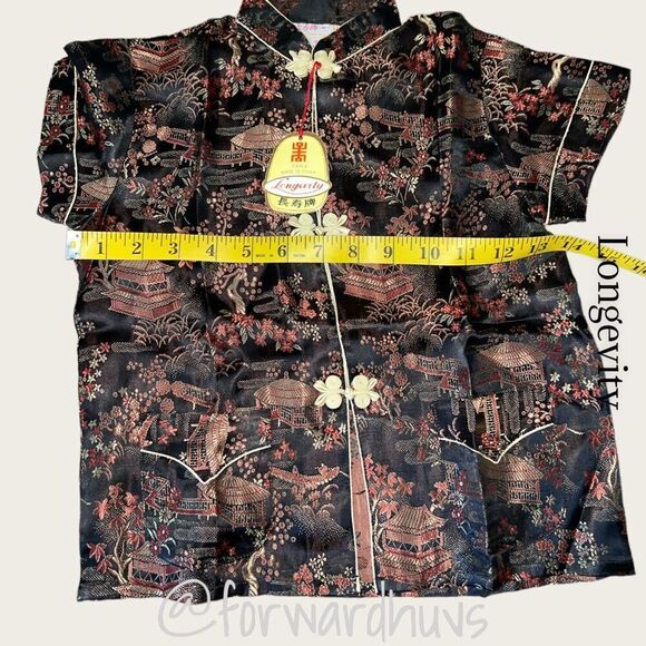 Longevity Asian Ethnic Silk Short Sleeve Top NWT Size 6 (2T-3T) See Measurements - Picture 8 of 11